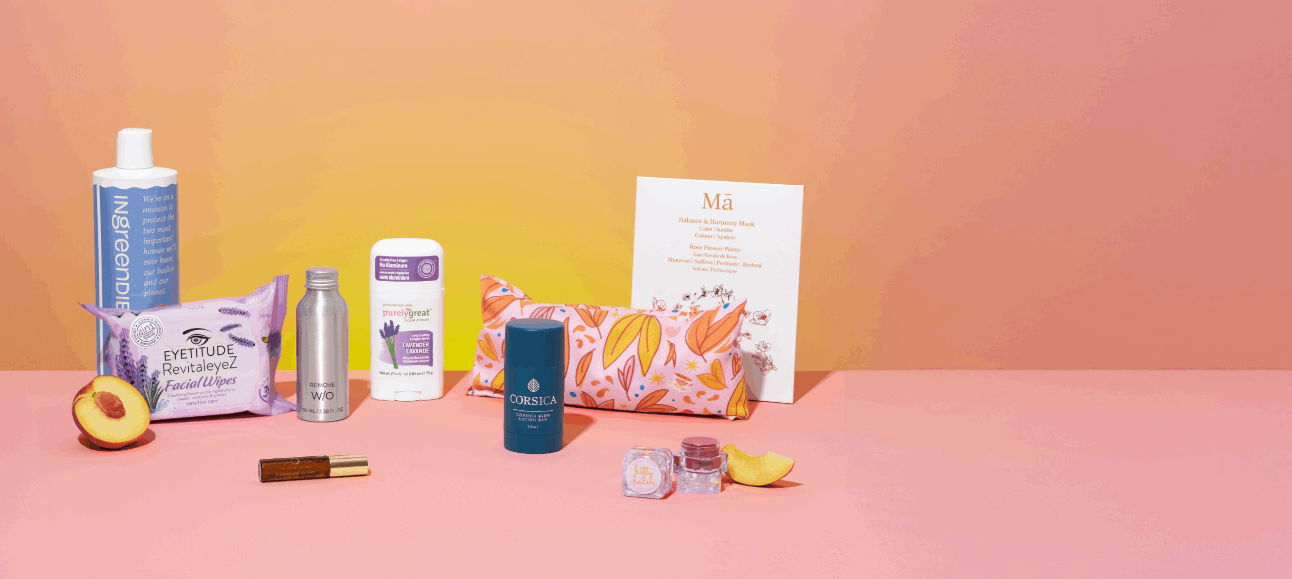 Think Dirty Monthly Box - Clean Beauty and Eco-Friendly Essentials Think Dirty Monthly Box with clean beauty and eco-friendly products including styling gel, hydrating serum, eye gels, bar soap, lipstick, laundry detergent sheets, and shower steamers.